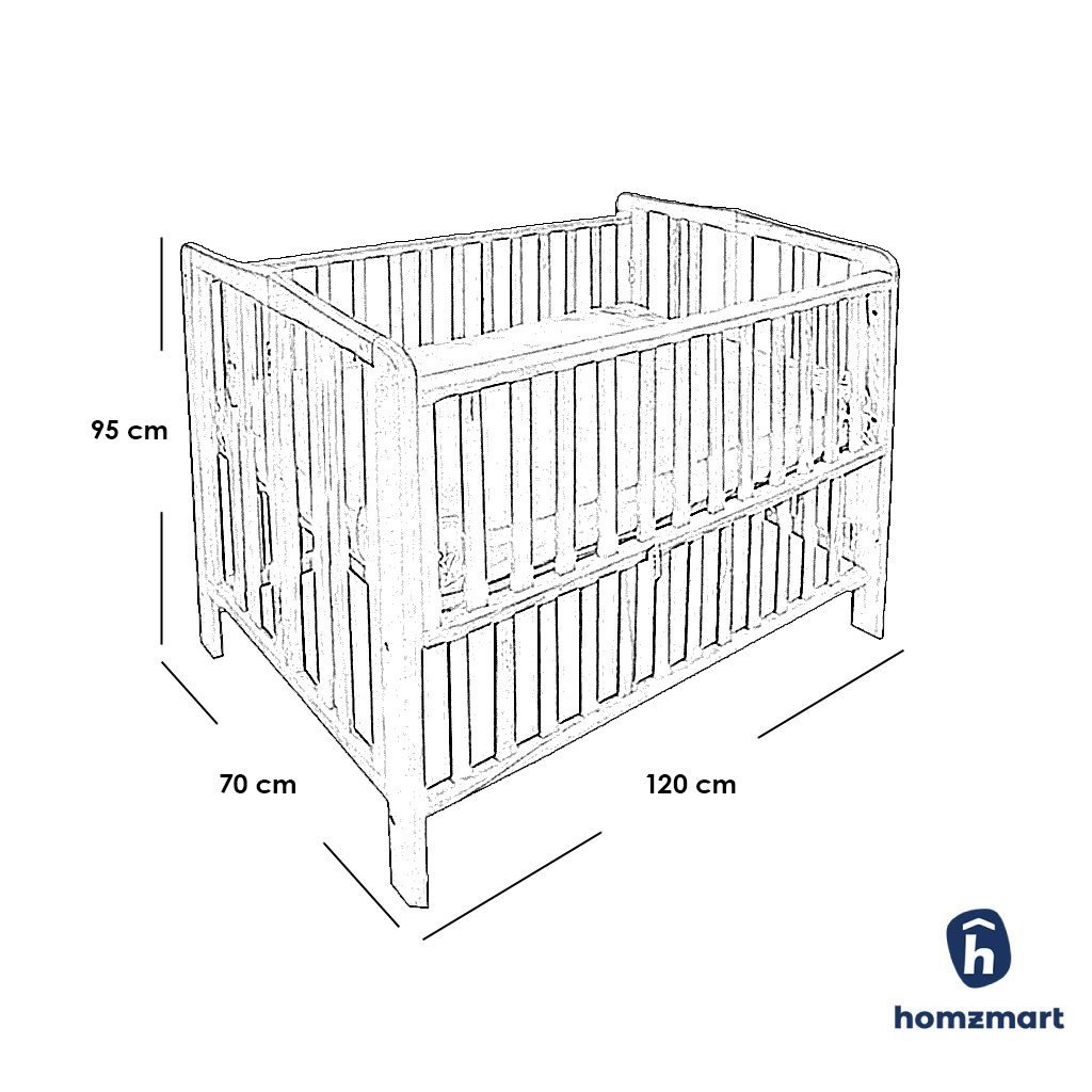 Red beech Wood Kids Bed 95x70x120 cm Beige With Mattress