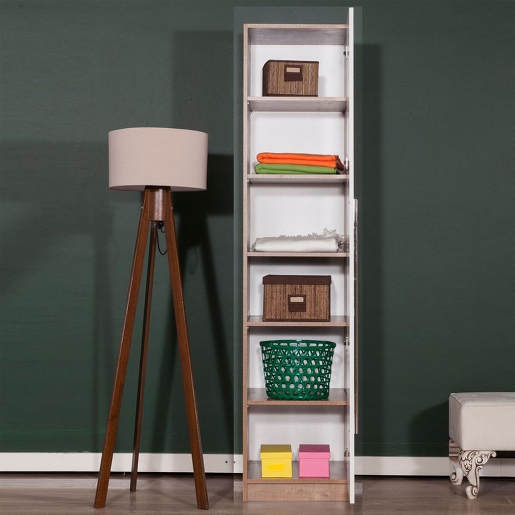 MDF Wood Storage Unit One Shutter White And Brown | Shop Now