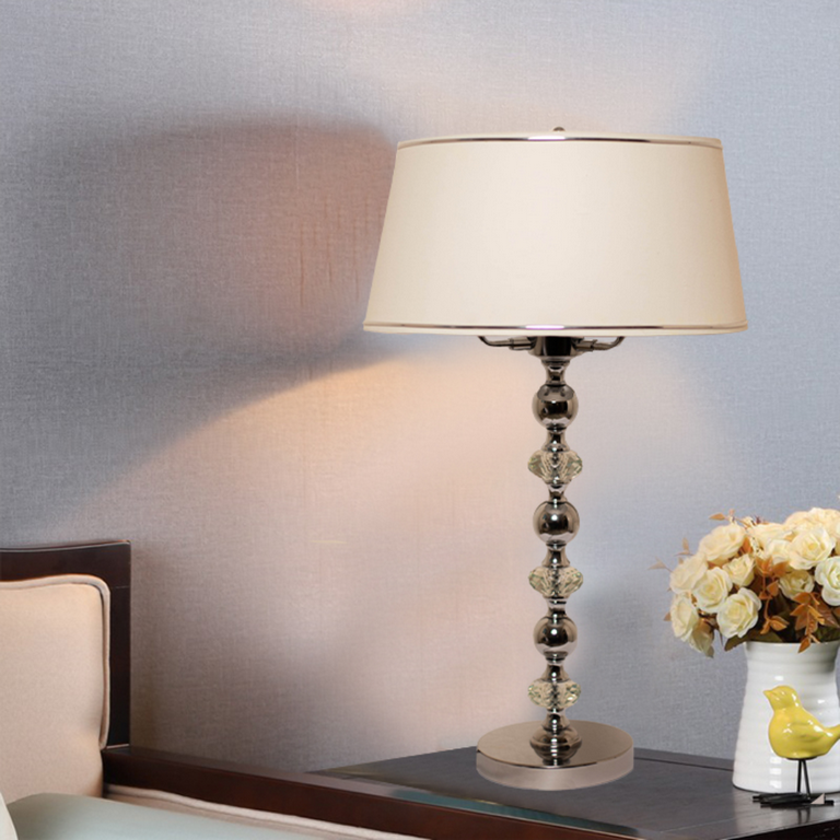 Stainless Steel Table Lamp White and Silver 70x45 cm