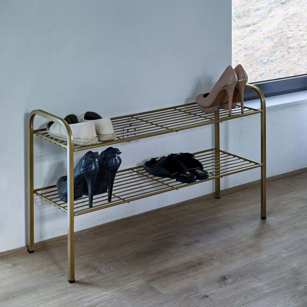 Steel Shoe Rack Shelves Gold 65×110×35 cm