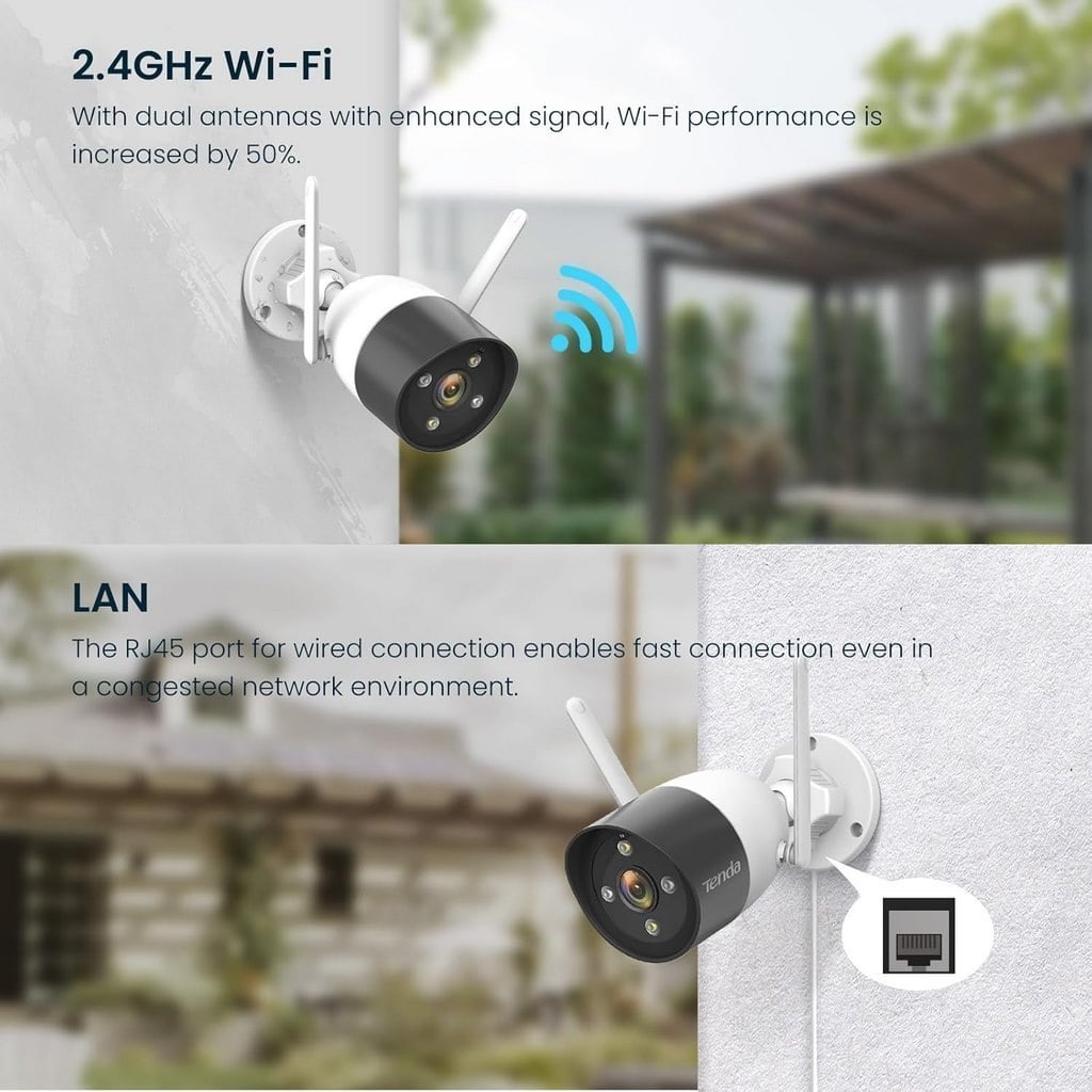 Tenda CT6 2K WiFi Cameras for Home Security Outside Full-Color