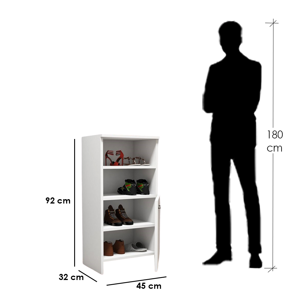 Spanish MDF Wood Shoe Storage 4 Shelves - White